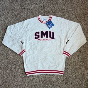Champion SMU Mustangs Reverse Weave Sweatshirt Mens Size Small Light Grey Red